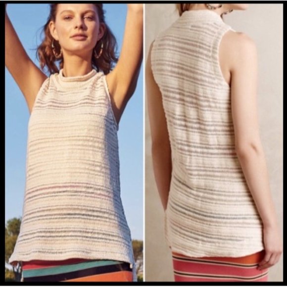 Dolan Anthropologie Piedra Cream Knit Tunic Sleeveless Sweater Tank Linen Sz XS - Picture 12 of 12